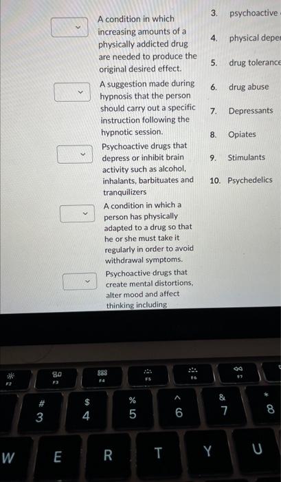 Solved 1. Hypnosis 2. posthypnotic suggestion 3. | Chegg.com