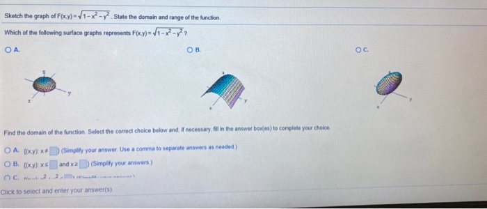 Sketch The Graph Of F X Y 1 X2 Ystate The Domain Chegg Com