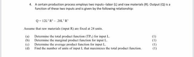 Solved 4. A certain production process employs two | Chegg.com