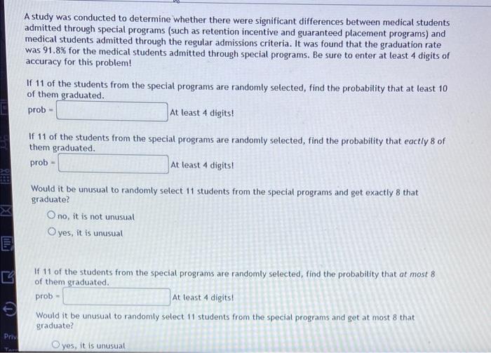 Solved A study was conducted to determine whether there were | Chegg.com