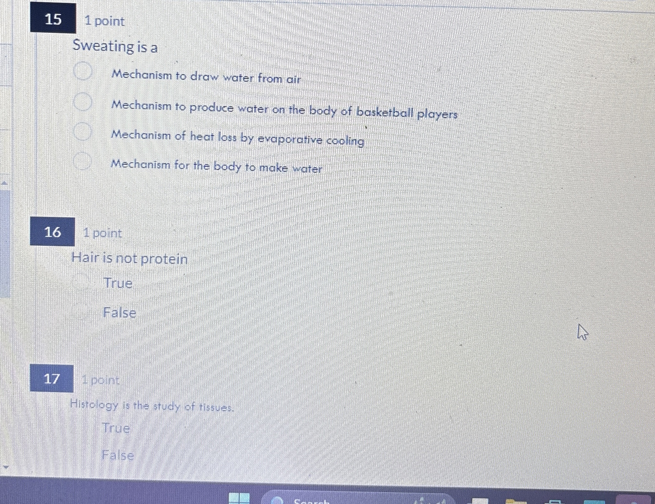 Solved 151 ﻿pointSweating is aMechanism to draw water from