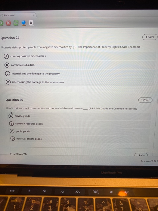 Solved Blackboard A Question 24 1 Point Property Rights | Chegg.com