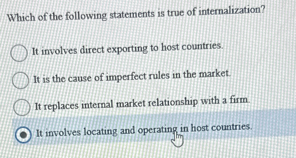 Solved Which of the following statements is true of | Chegg.com
