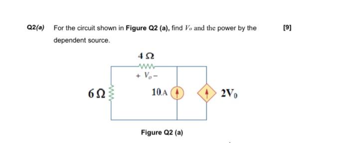 Solved Q2(a) For the circuit shown in Figure Q2 (a), find V, | Chegg.com
