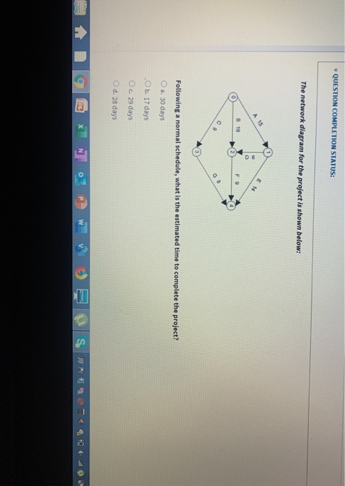 Solved Question 52 1 points Consider the following project | Chegg.com