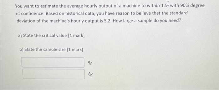 Solved You want to estimate the average hourly output of a | Chegg.com