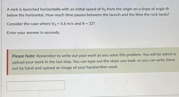 Solved A rock is launched horizontally with an initial speed | Chegg.com
