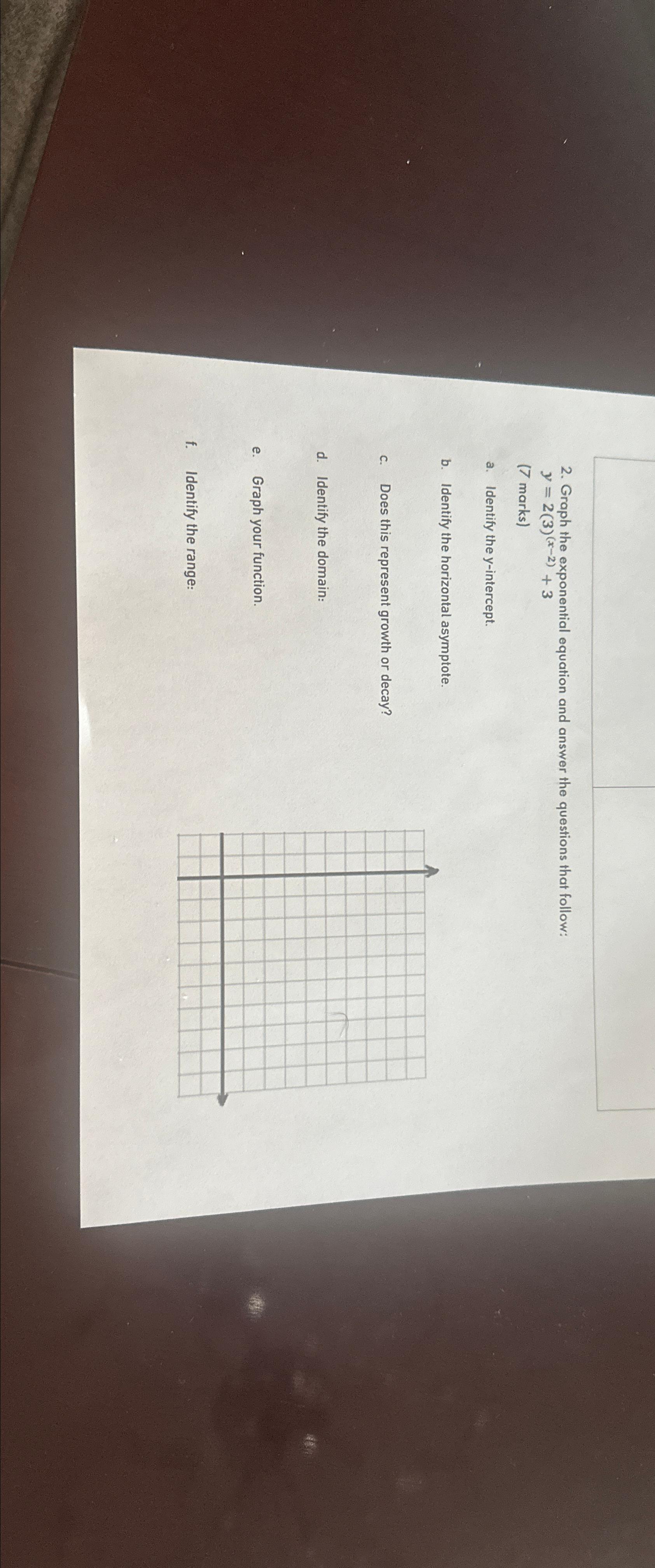 Solved Graph the exponential equation and answer the | Chegg.com