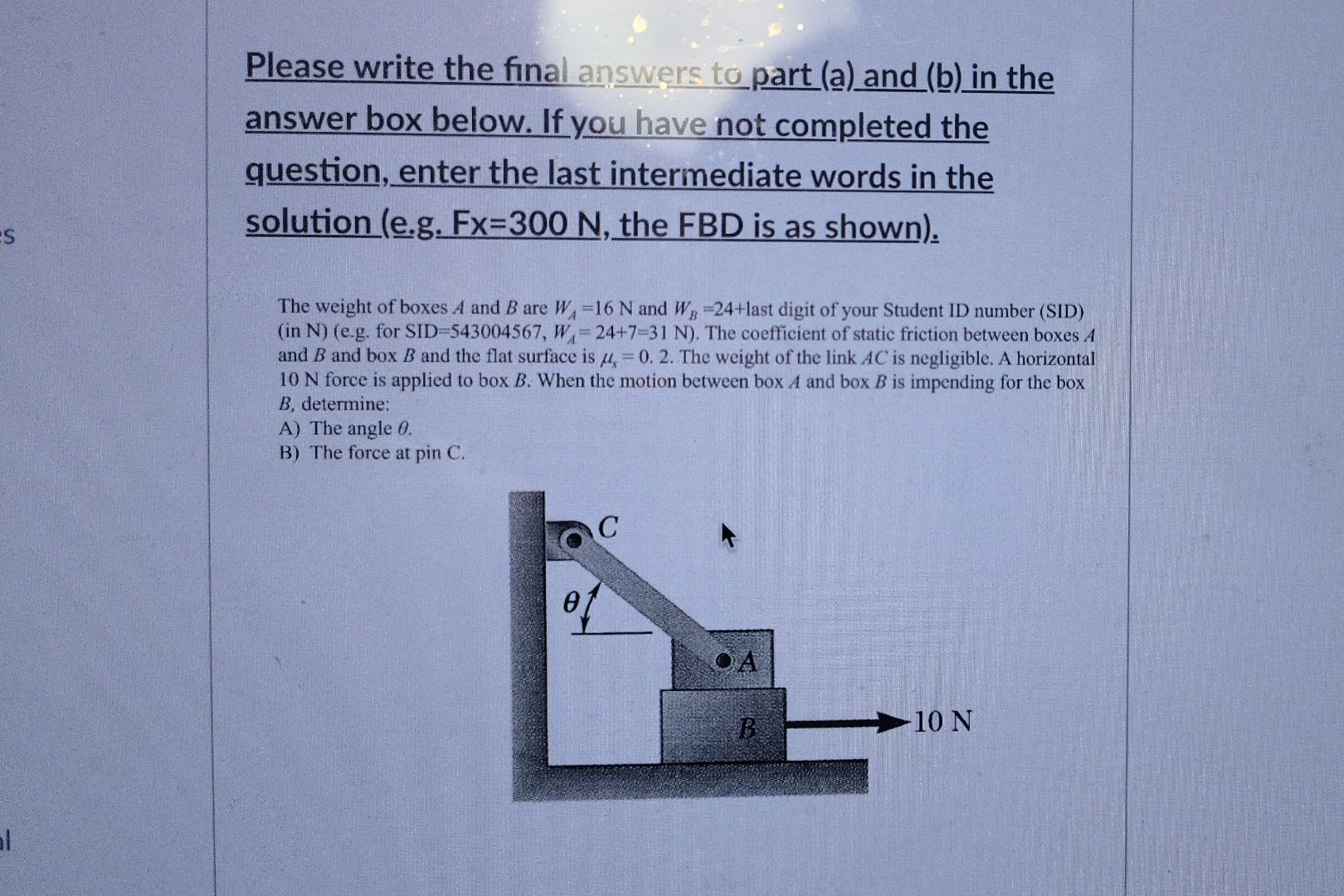 Solved Please write the final answers to part (a) and (b) in | Chegg.com