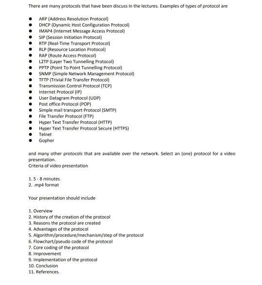 Solved There are many protocols that have been discuss in | Chegg.com