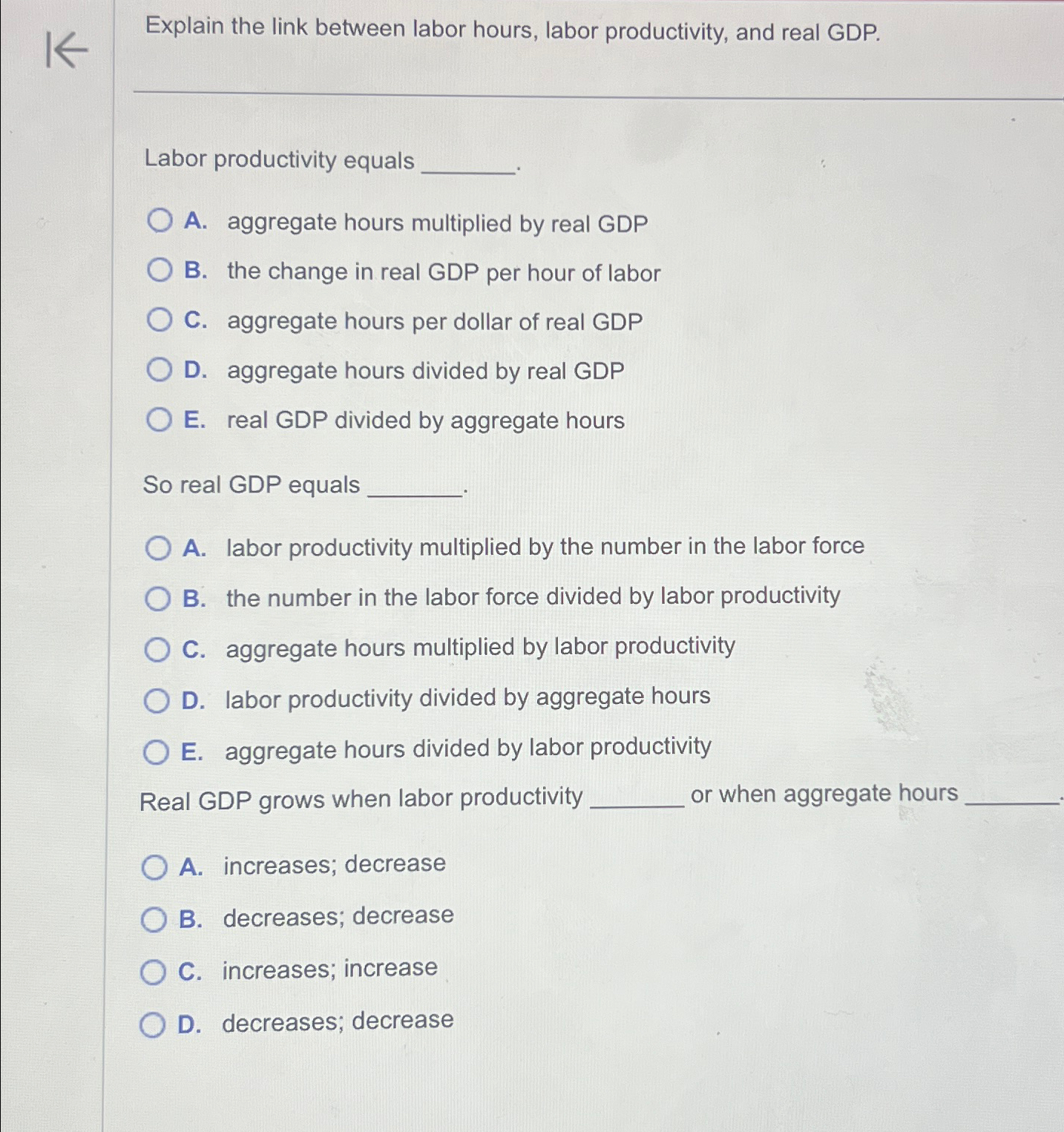 Solved Explain The Link Between Labor Hours, Labor | Chegg.com