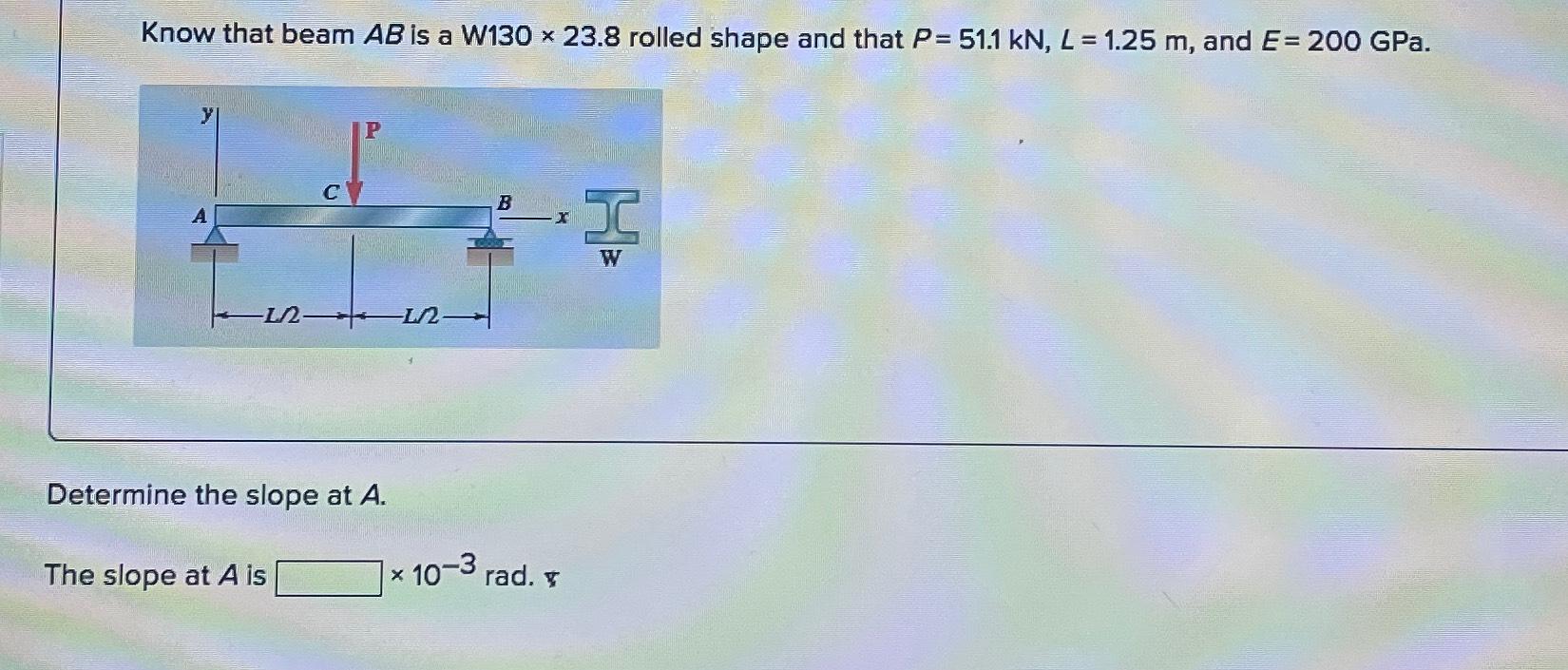 Solved Know that beam AB ﻿is a W130×23.8 ﻿rolled shape and | Chegg.com
