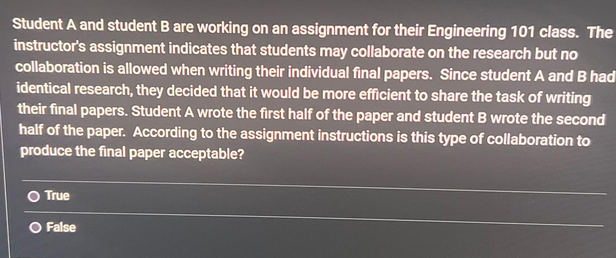 a and b are working on an assignment