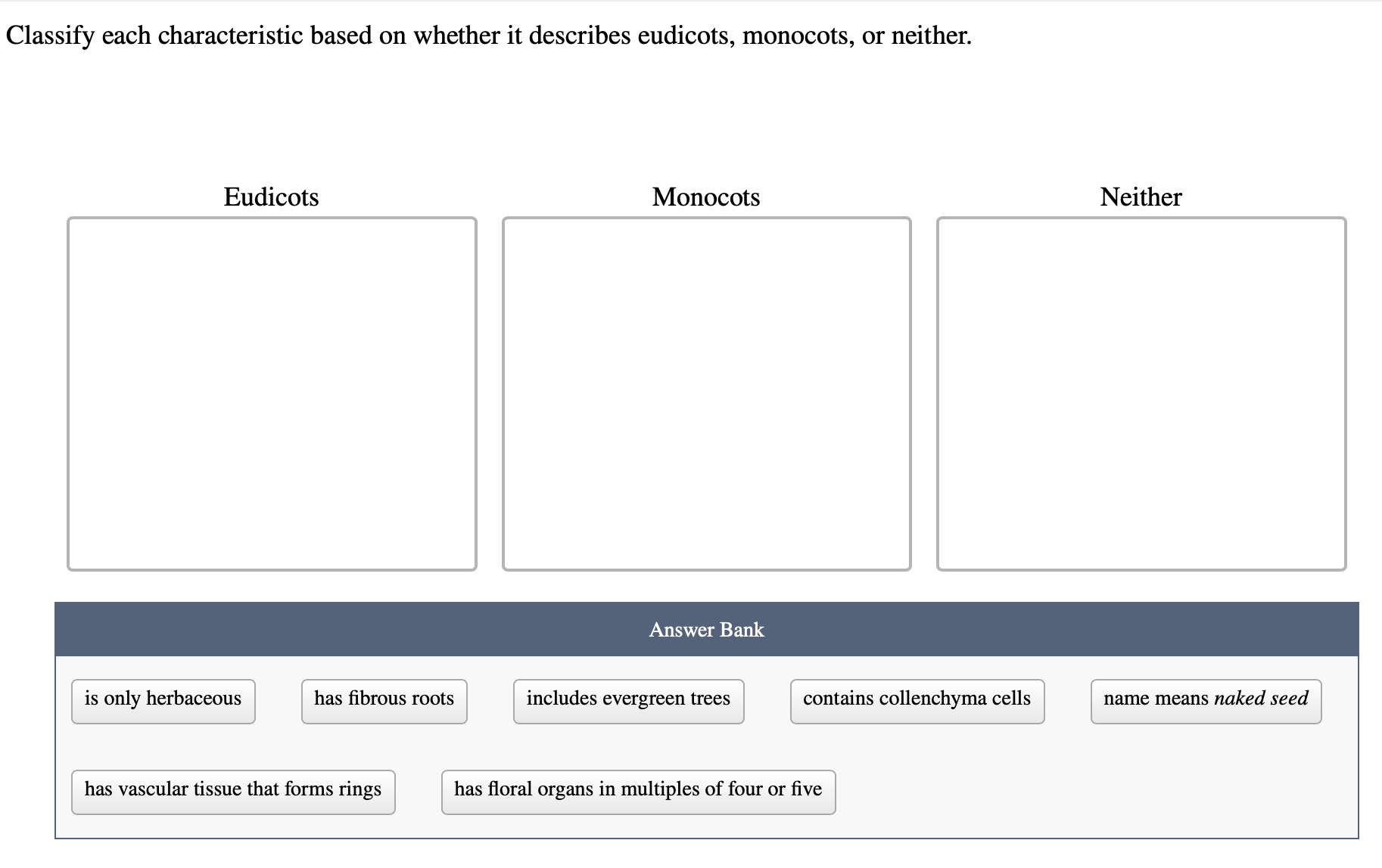 Solved Classify each characteristic based on whether it | Chegg.com