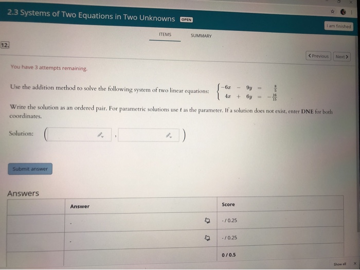 Solved 2.3 Systems of Two Equations in Two Unknowns OPEN I | Chegg.com