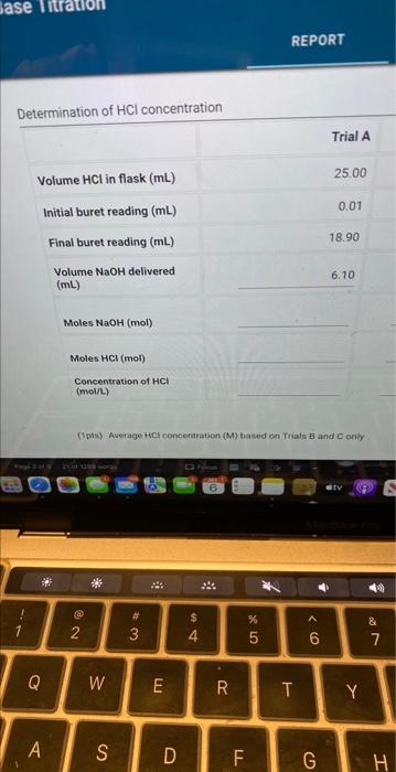 Solved Pts Average Hcl Concentration M Thased On Tr