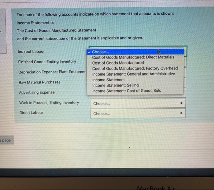 Solved For each of the following accounts indicate on which | Chegg.com