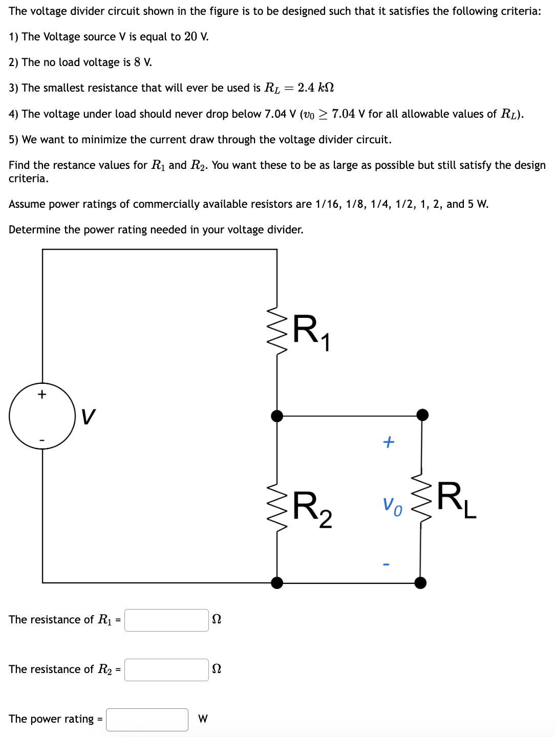 Solved The voltage divider circuit shown in ﻿the figure | Chegg.com