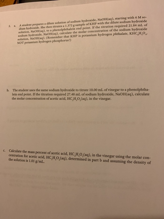 Solved A student prepares a dilute solution of sodium