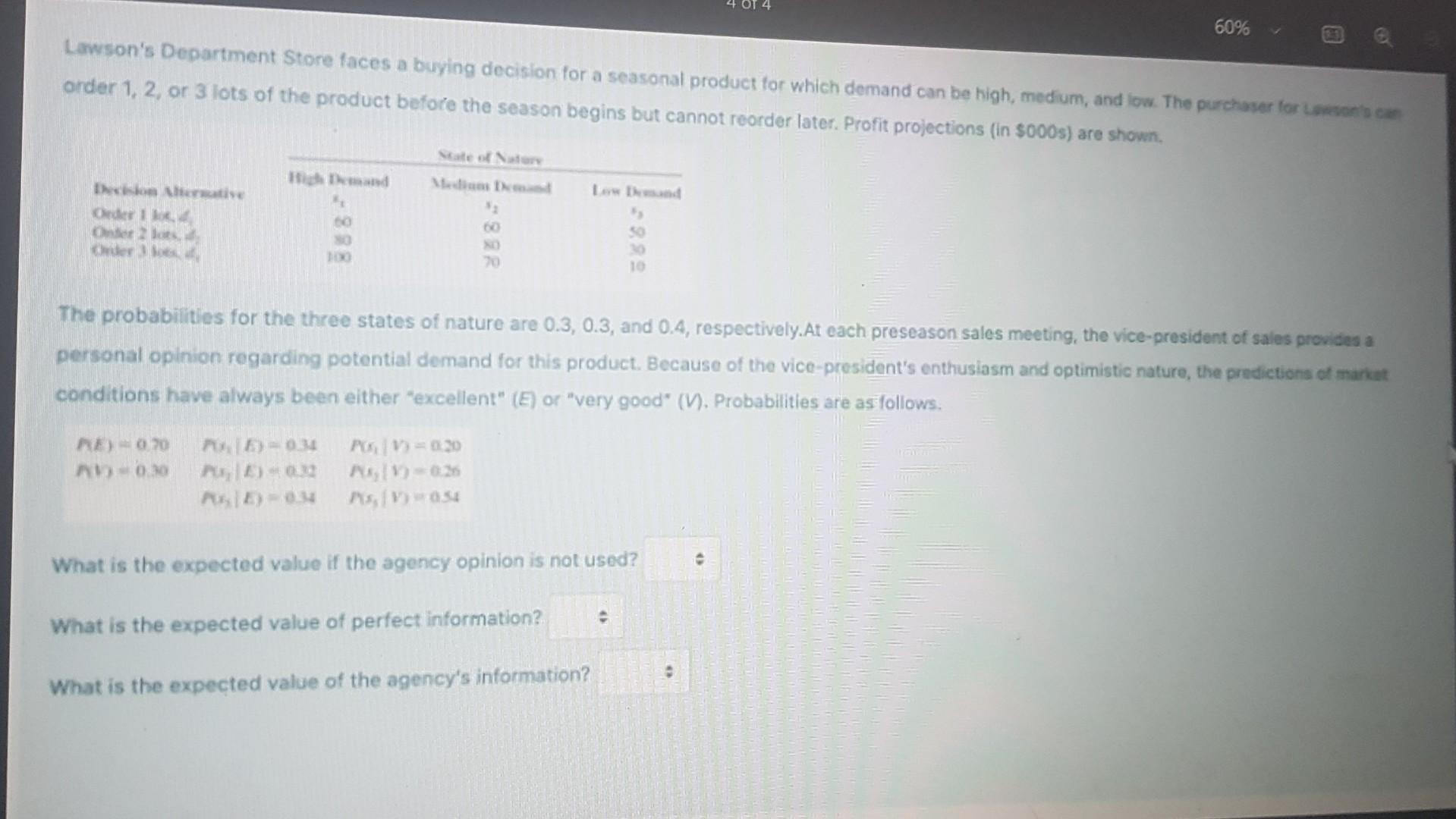 Solved Lawson's Department Store faces a buying decision for
