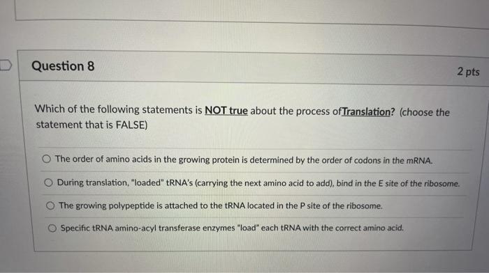 Solved Question 6 1.5 pts A point mutation is a change of a | Chegg.com