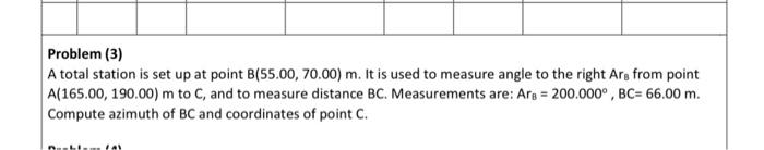 Solved Problem (3) A total station is set up at point | Chegg.com
