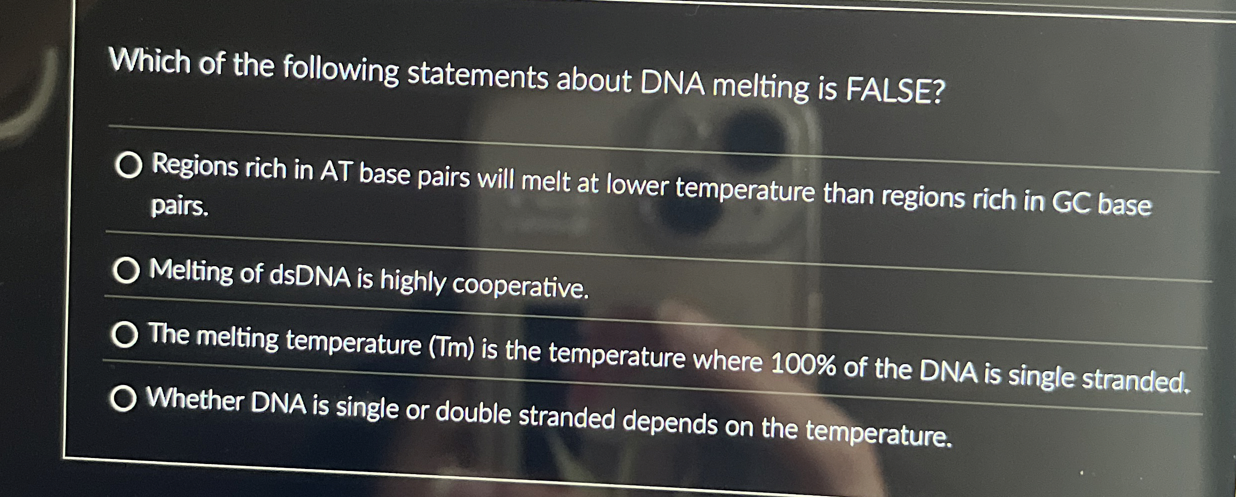 Solved Which of the following statements about DNA melting | Chegg.com