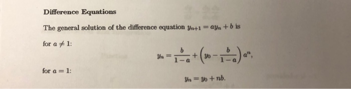Solved I was given this formula for difference equations by | Chegg.com