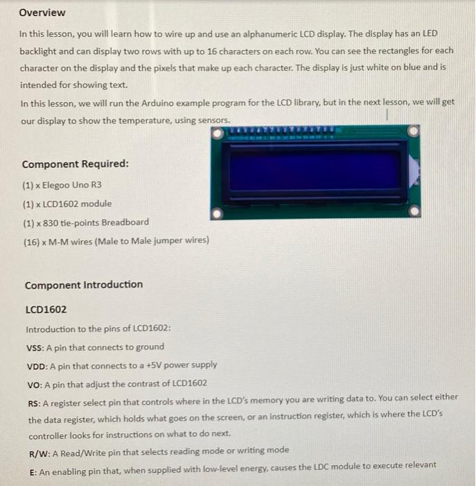 Solved LCD DISPLAY 1.) Set up the LCD configuration shown on | Chegg.com