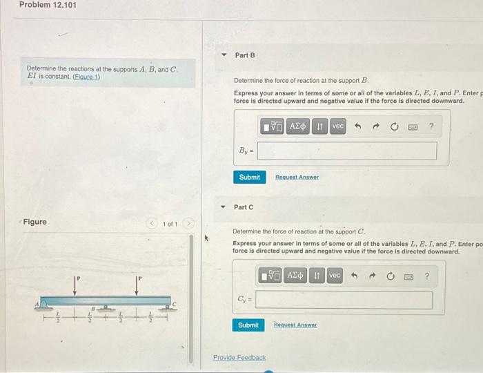 Solved Problem 12.101 Part B Determine The Reactions At The | Chegg.com