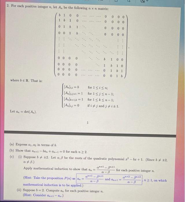 Solved 4. co 2. For each positive integer n, let A, be the | Chegg.com