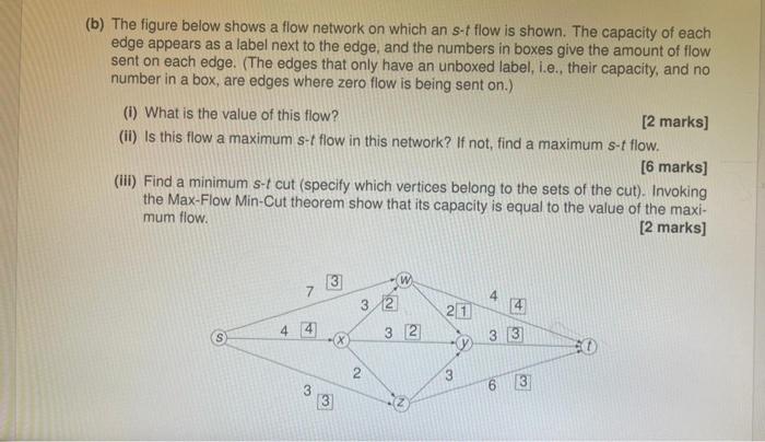 Solved (b) The figure below shows a flow network on which an | Chegg.com