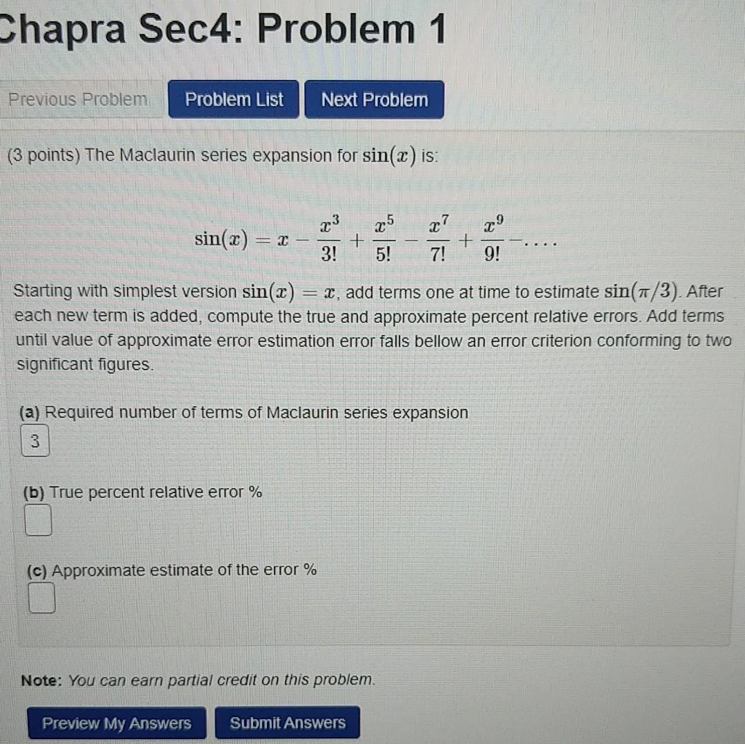 Solved Chapra Sec4: Problem 1 Previous Problem Problem List | Chegg.com