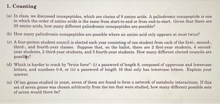 Solved (a) In Class, We Discussed Nonapeptides, Which Are | Chegg.com