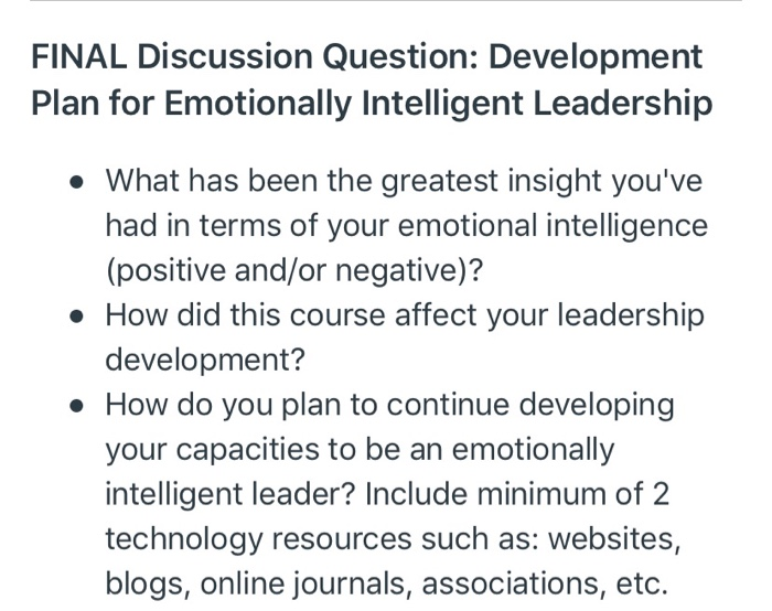 Solved Final Discussion Question Development Plan For Chegg Com