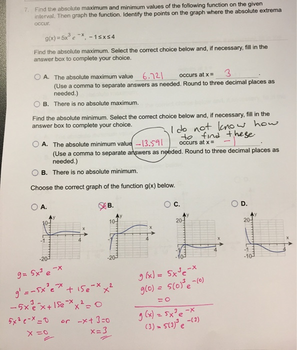 Solved Find the absolute maximum and minimum values of the | Chegg.com