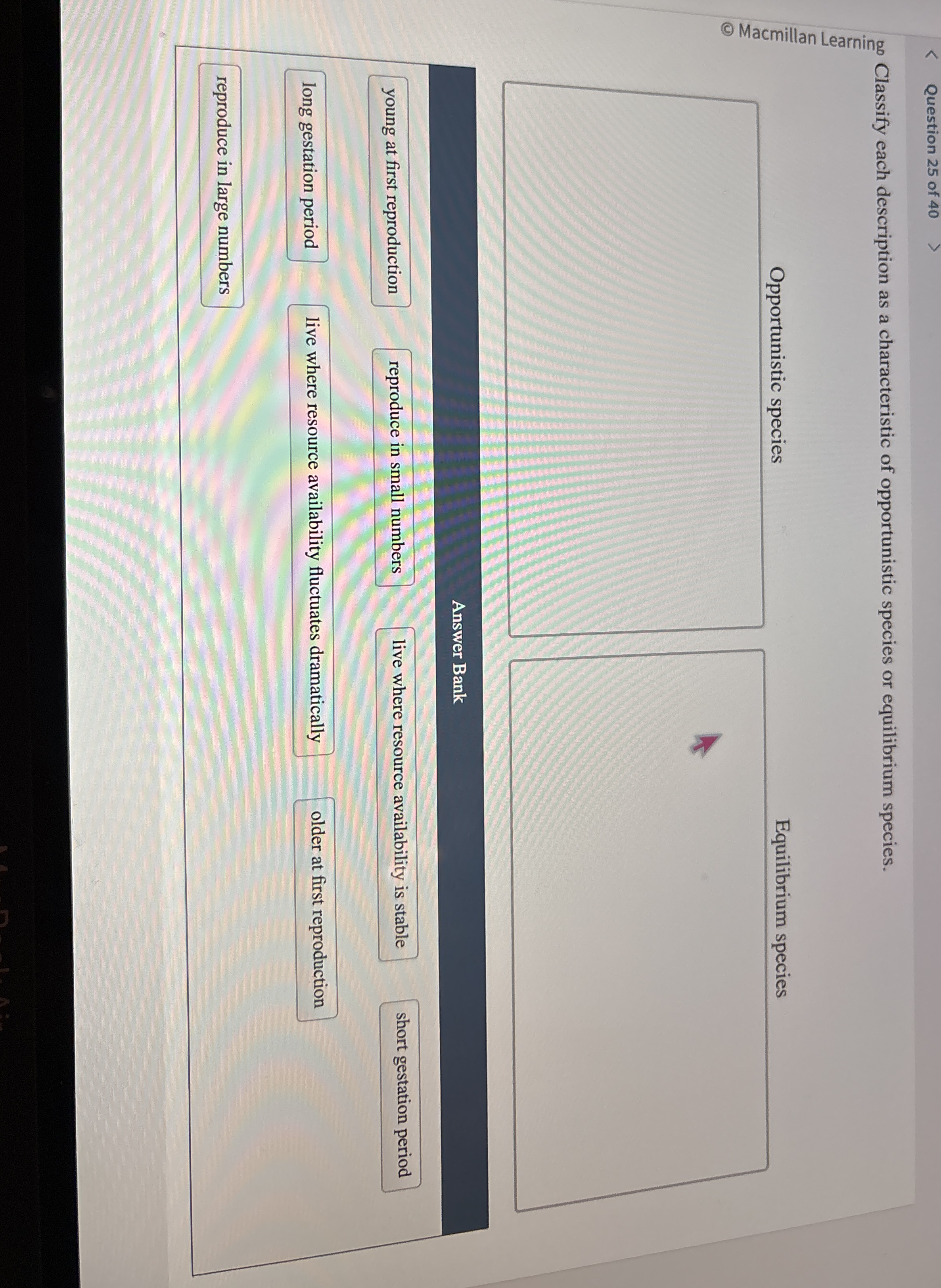 Solved Question 25 ﻿of 40Classify each description as a | Chegg.com