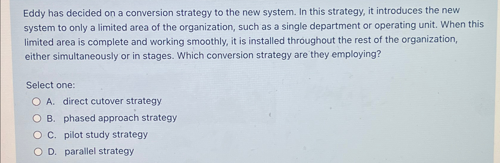 Solved Eddy has decided on a conversion strategy to the new | Chegg.com