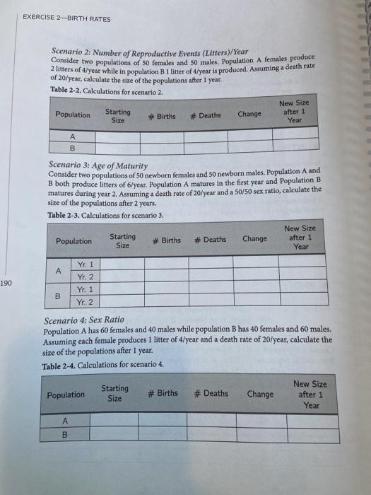 Solved EXERCISE 2-BIRTH RATES OBJECTIVES • Students will | Chegg.com
