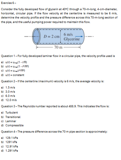 Solved Exercise 6-Consider the fully developed flow of | Chegg.com