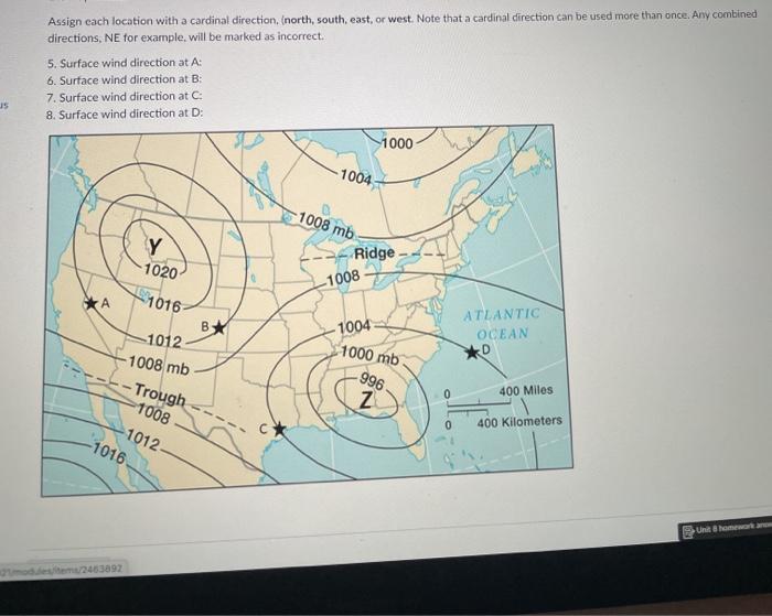 Solved The surface pressure map (below) shows isobars of