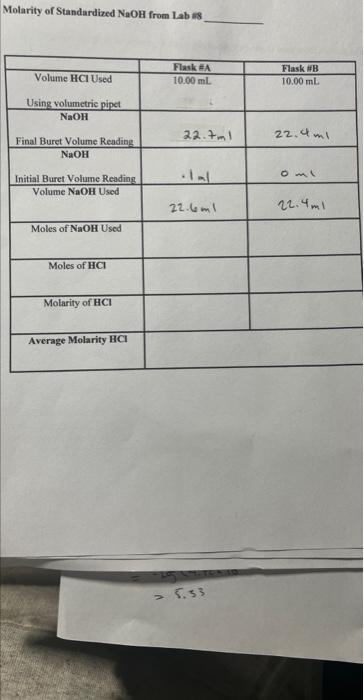 Molarity of Standardized NaOH from 1.ab is | Chegg.com