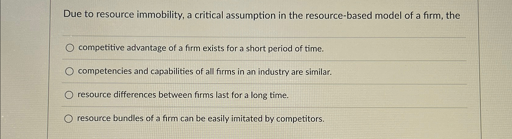 Solved Due to resource immobility, a critical assumption in | Chegg.com