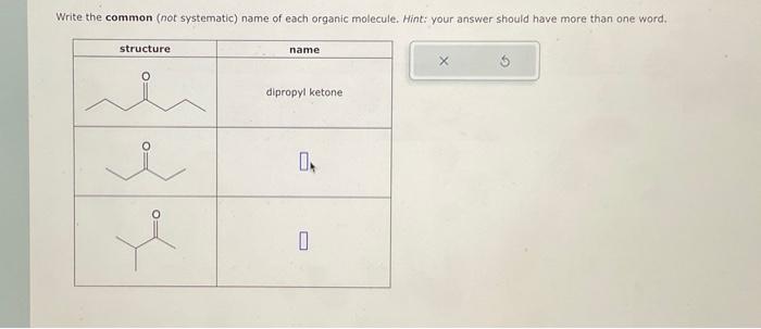 Solved Write the common (not systematic) name of each | Chegg.com
