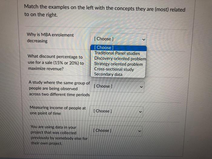 Solved Match the examples on the left with the concepts they | Chegg.com