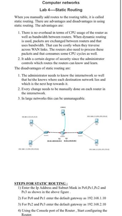 When you manually add routes to the routing table, it | Chegg.com