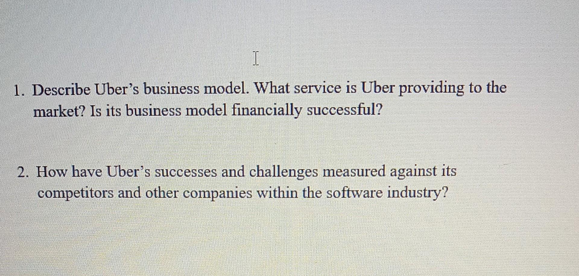 Solved 1. Describe Uber's Business Model. What Service Is | Chegg.com