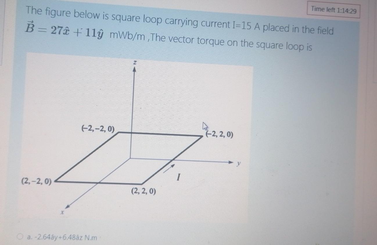 Solved Time left 1:14:29 The figure below is square loop | Chegg.com