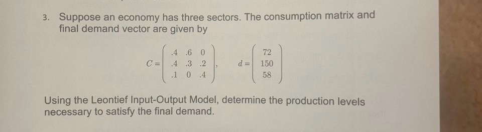 Solved Suppose an economy has three sectors. ﻿The | Chegg.com