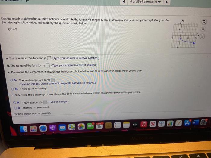 Solved 5 of 25 (4 complete) Use the graph to determine a. | Chegg.com